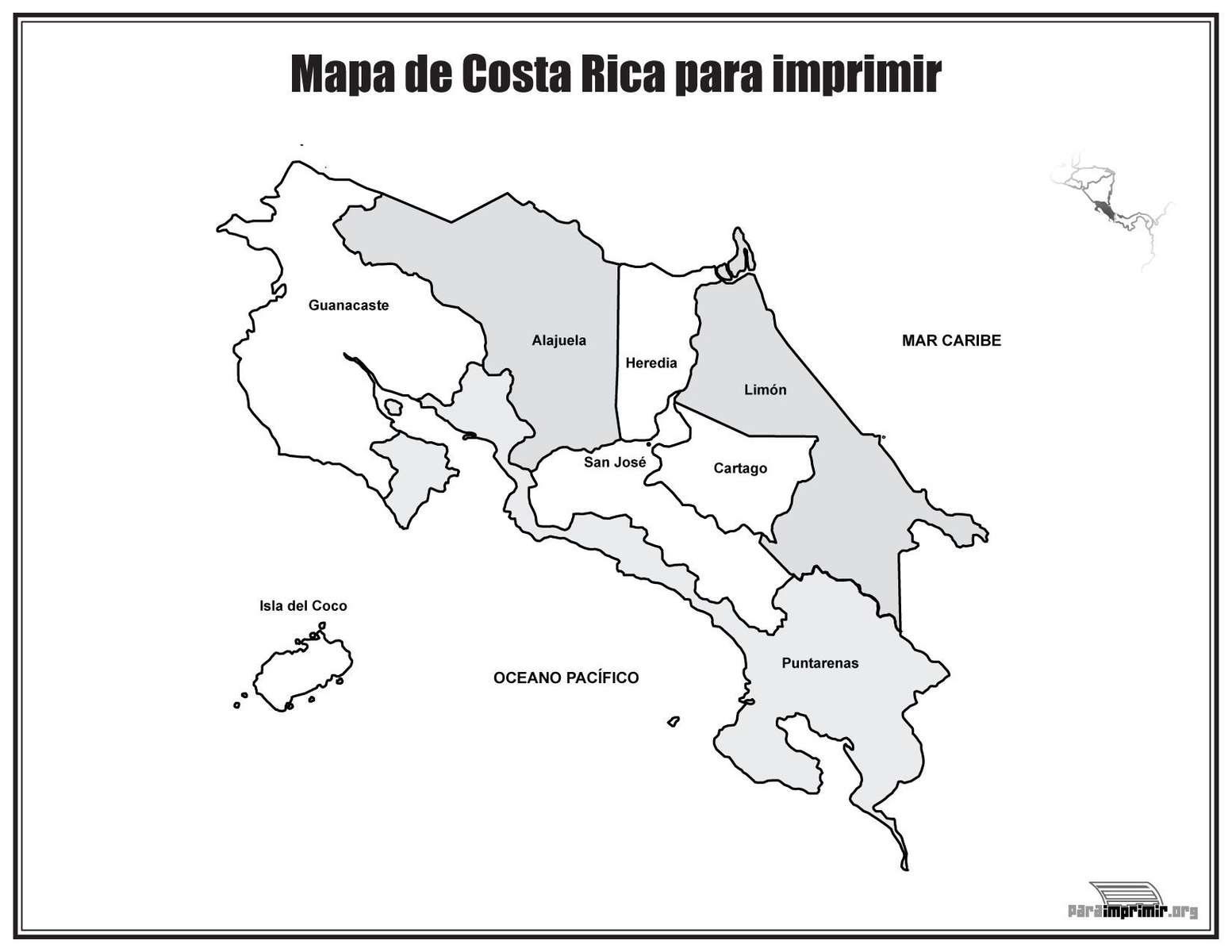 mapa Kostaryki puzzle online