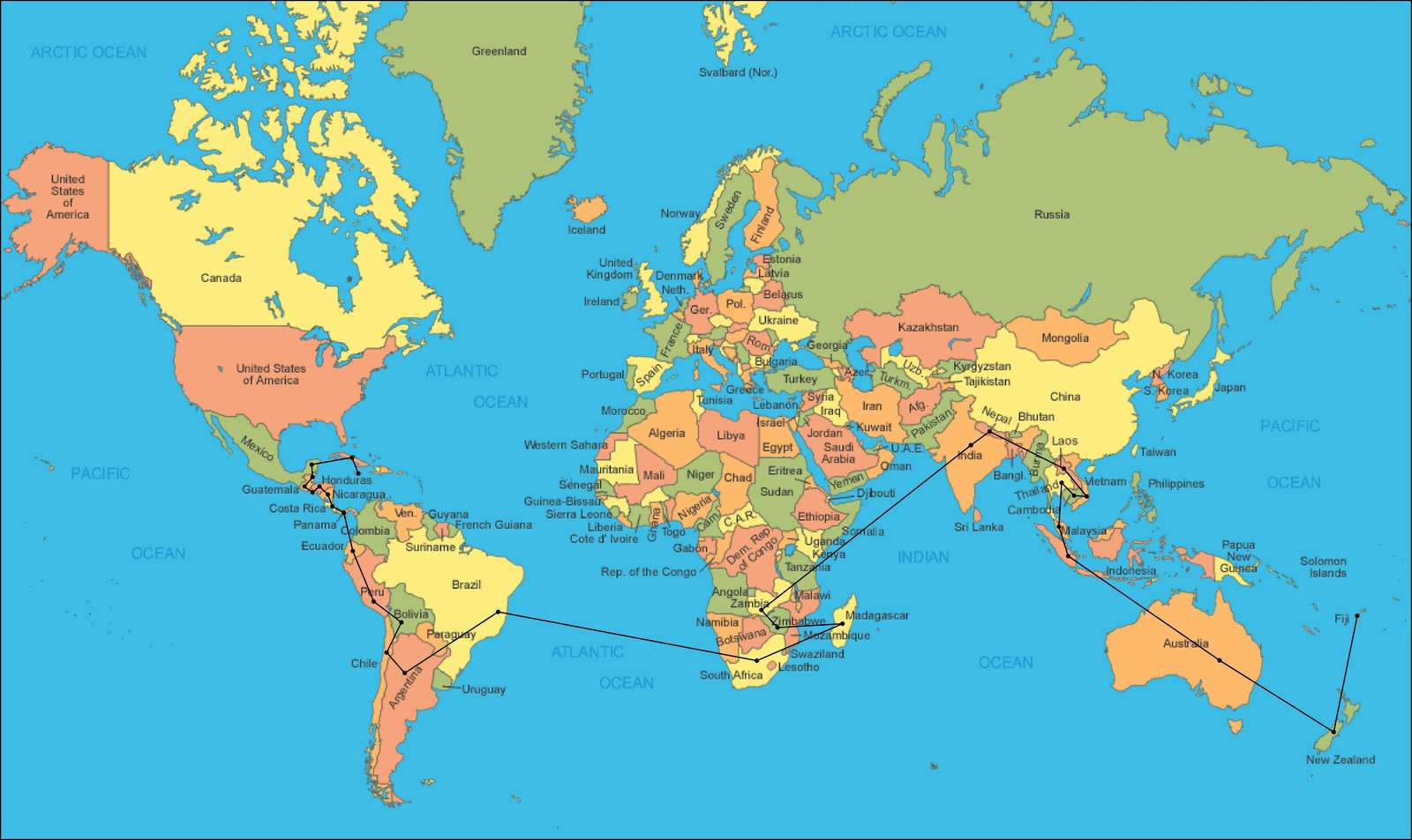 zagadka z mapą świata puzzle online