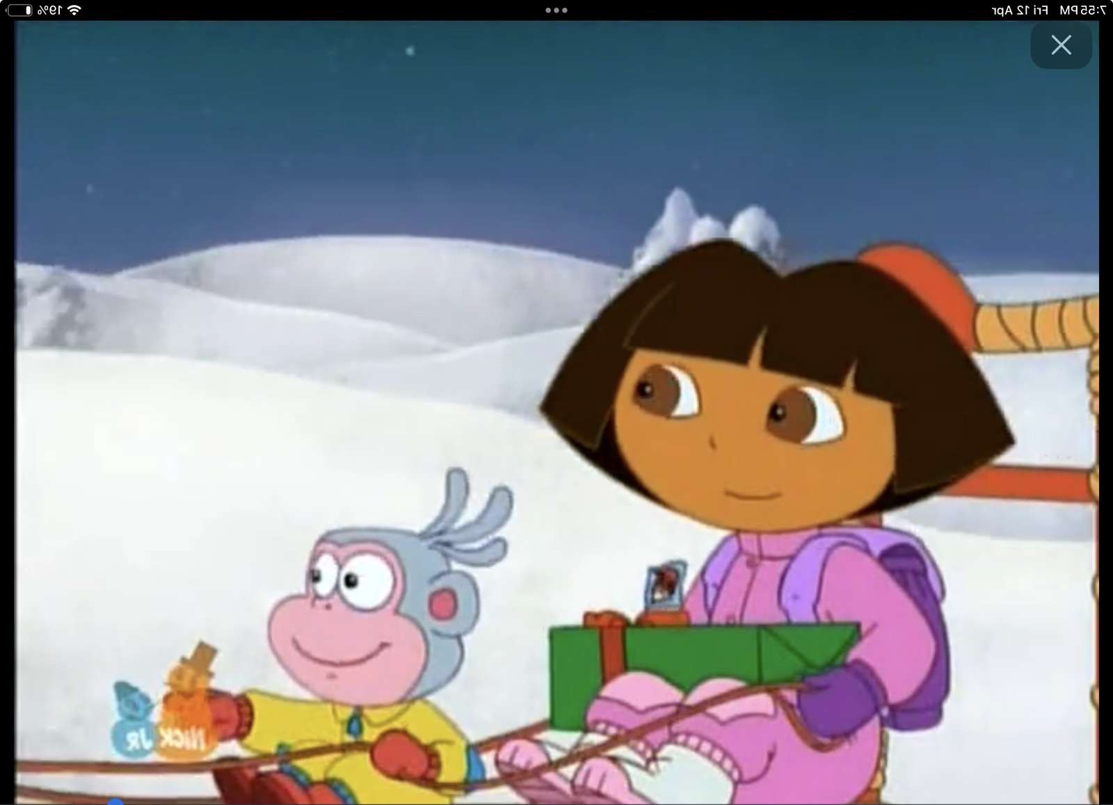 Dora odkrywca prezenty dla Świętego Mikołaja puzzle online ze zdjęcia