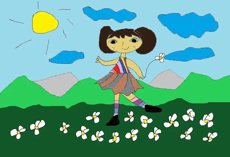 Dziewczynka z kwiatami puzzle online ze zdjęcia