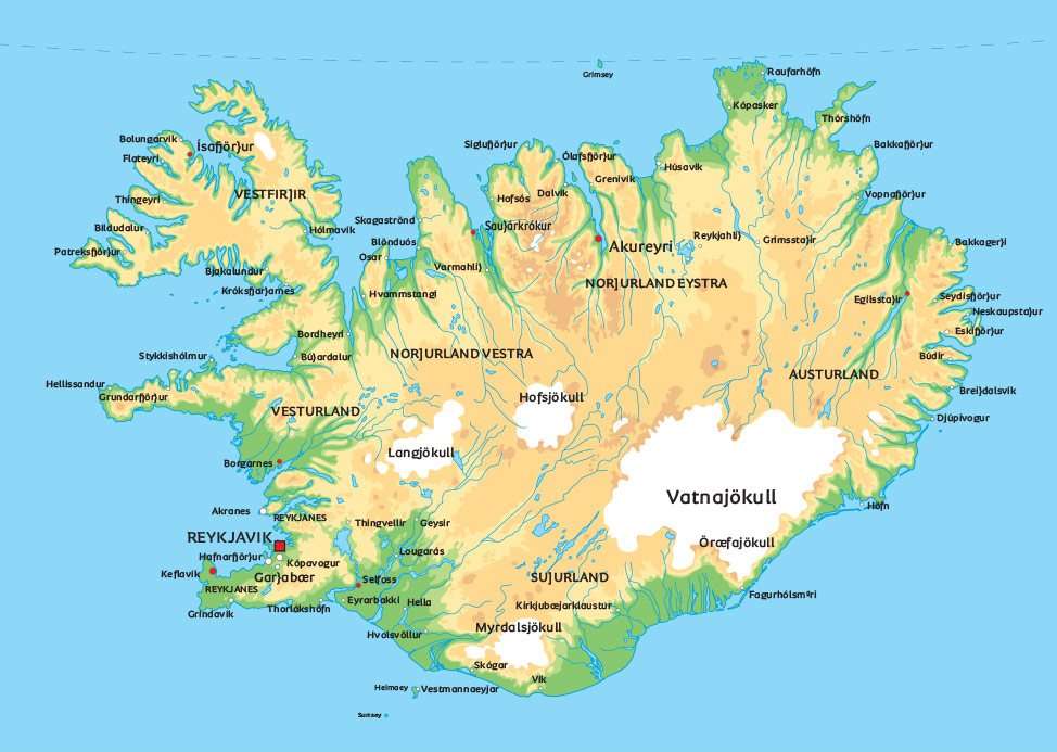 Mapa Islandii puzzle online
