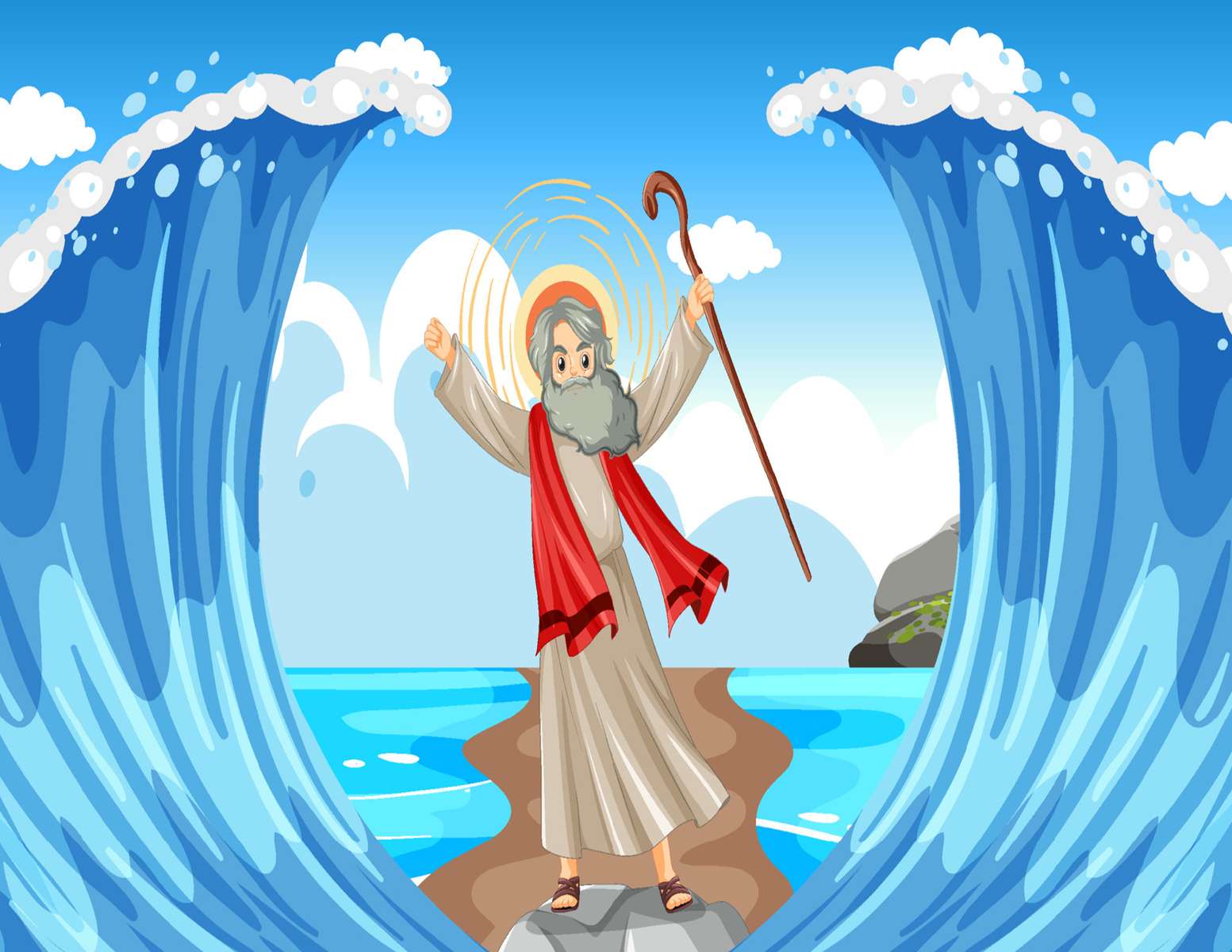 Mojżesz podzielił morze puzzle online