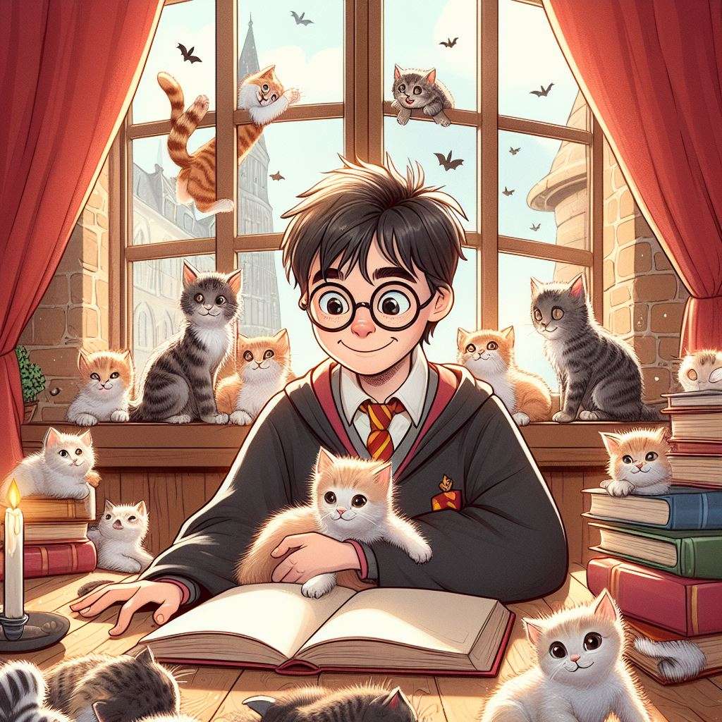 Harry Potter z tanti gatti puzzle online