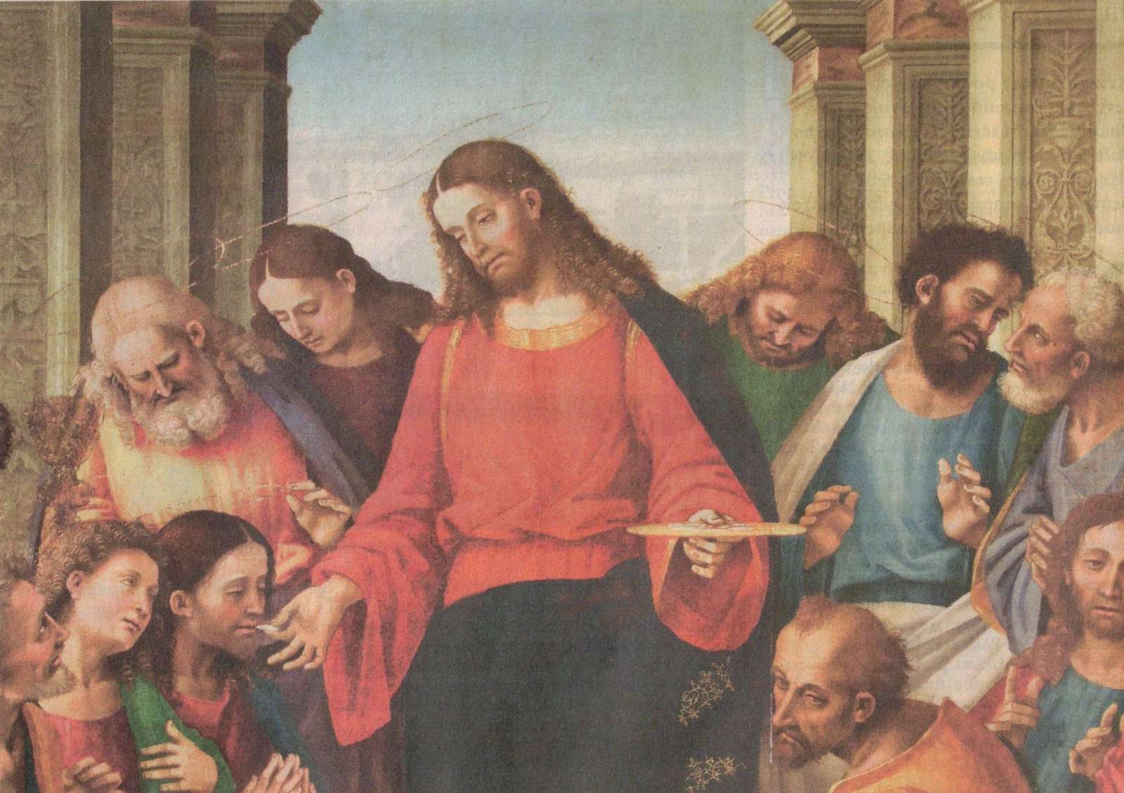 Kristus rozdává své tělo učedníkům, při poslední v puzzle online ze zdjęcia