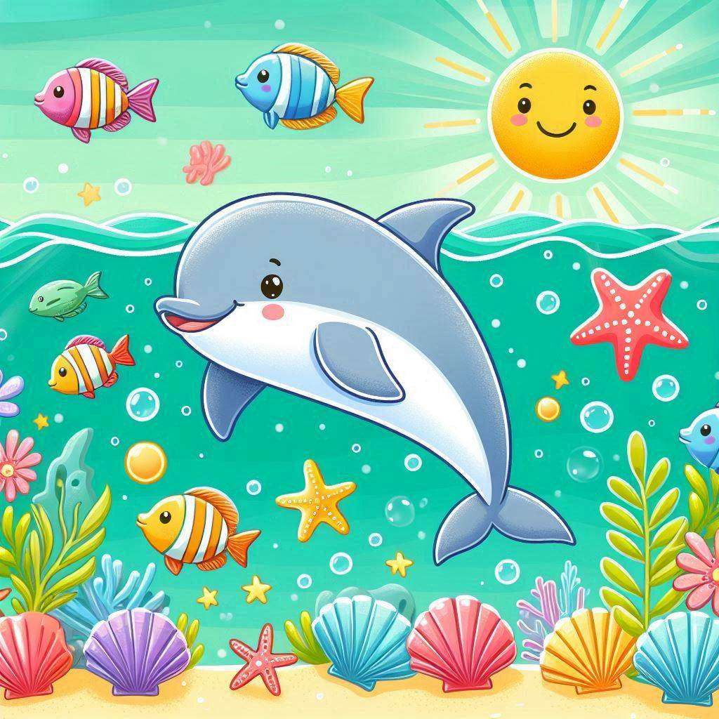 Delfin i słońce puzzle online
