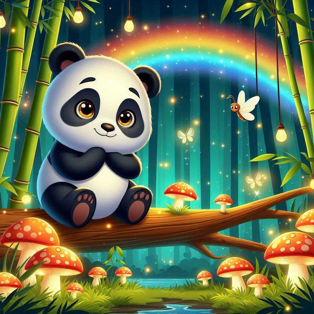 Panda i tęcza puzzle online