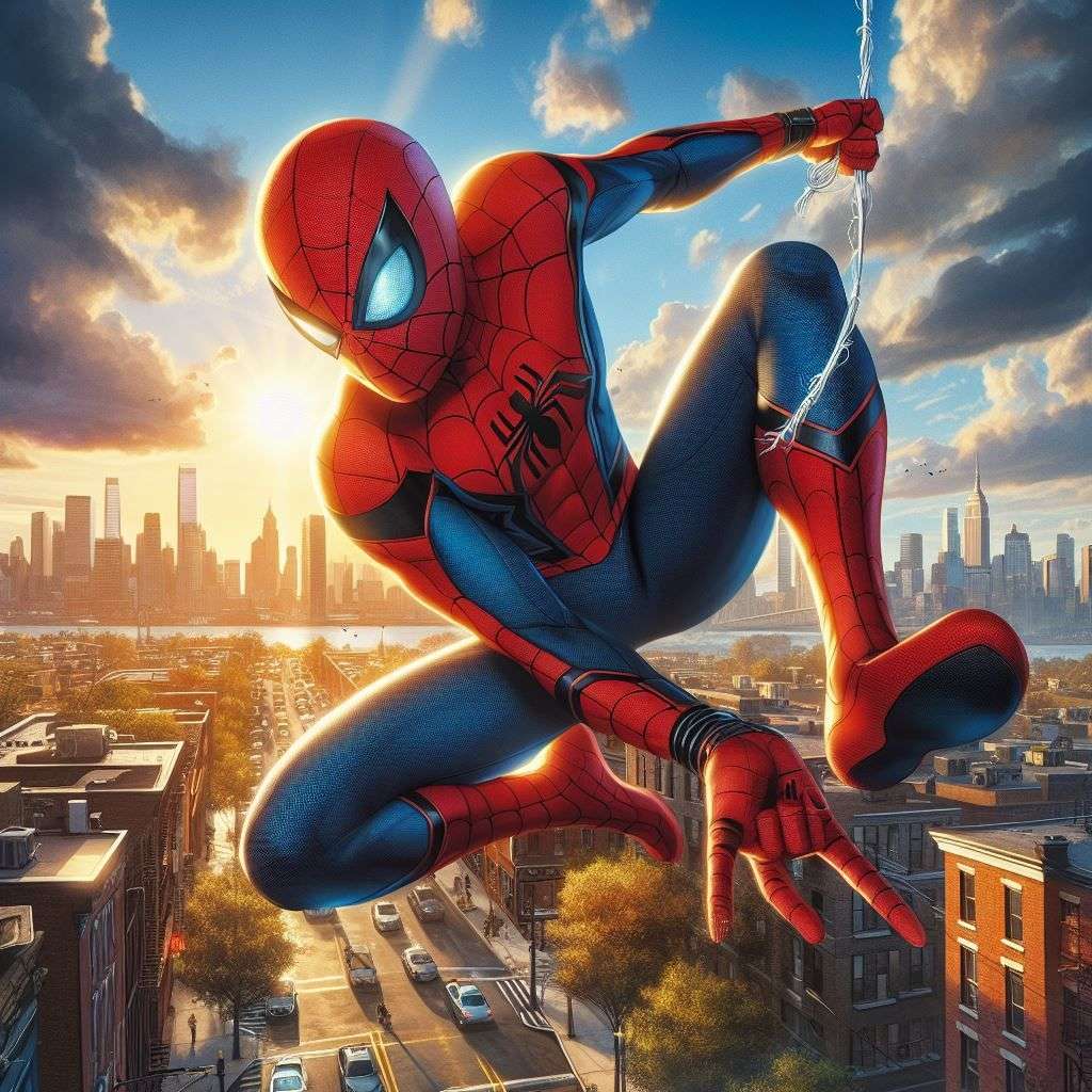 Spider-Man jest w mieście puzzle online ze zdjęcia