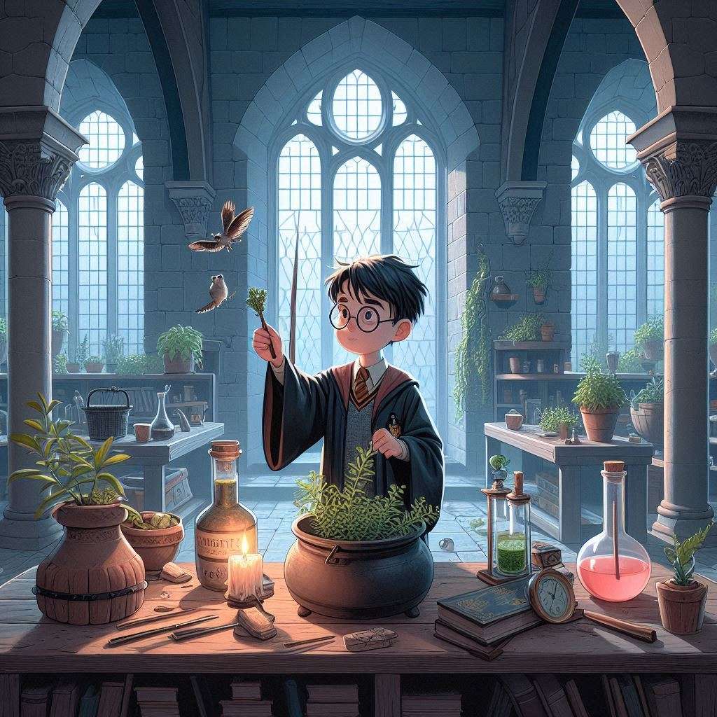 Harry Potter i nauka erbologii puzzle online ze zdjęcia