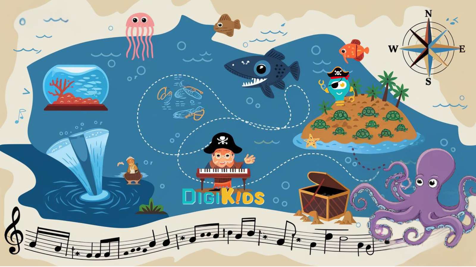 DIGIKIDS — legendarna mapa skarbów potworów morskich puzzle online ze zdjęcia