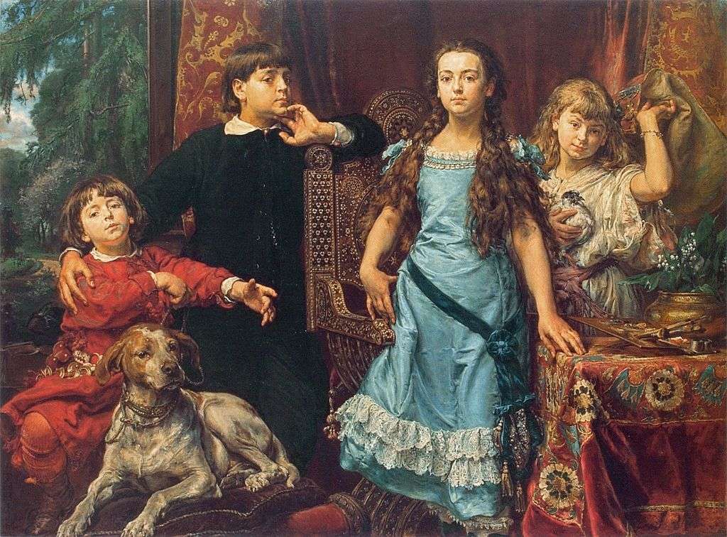 Jan Matejko - Portret czworga dzieci artysty puzzle online ze zdjęcia