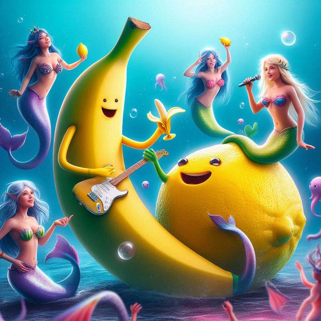 Banana e limone tra le sirene puzzle online ze zdjęcia