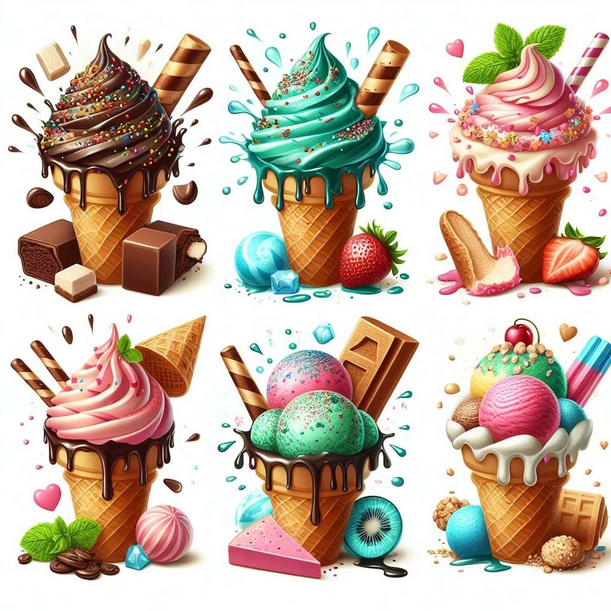 Lody, deser, Ice cream puzzle online ze zdjęcia