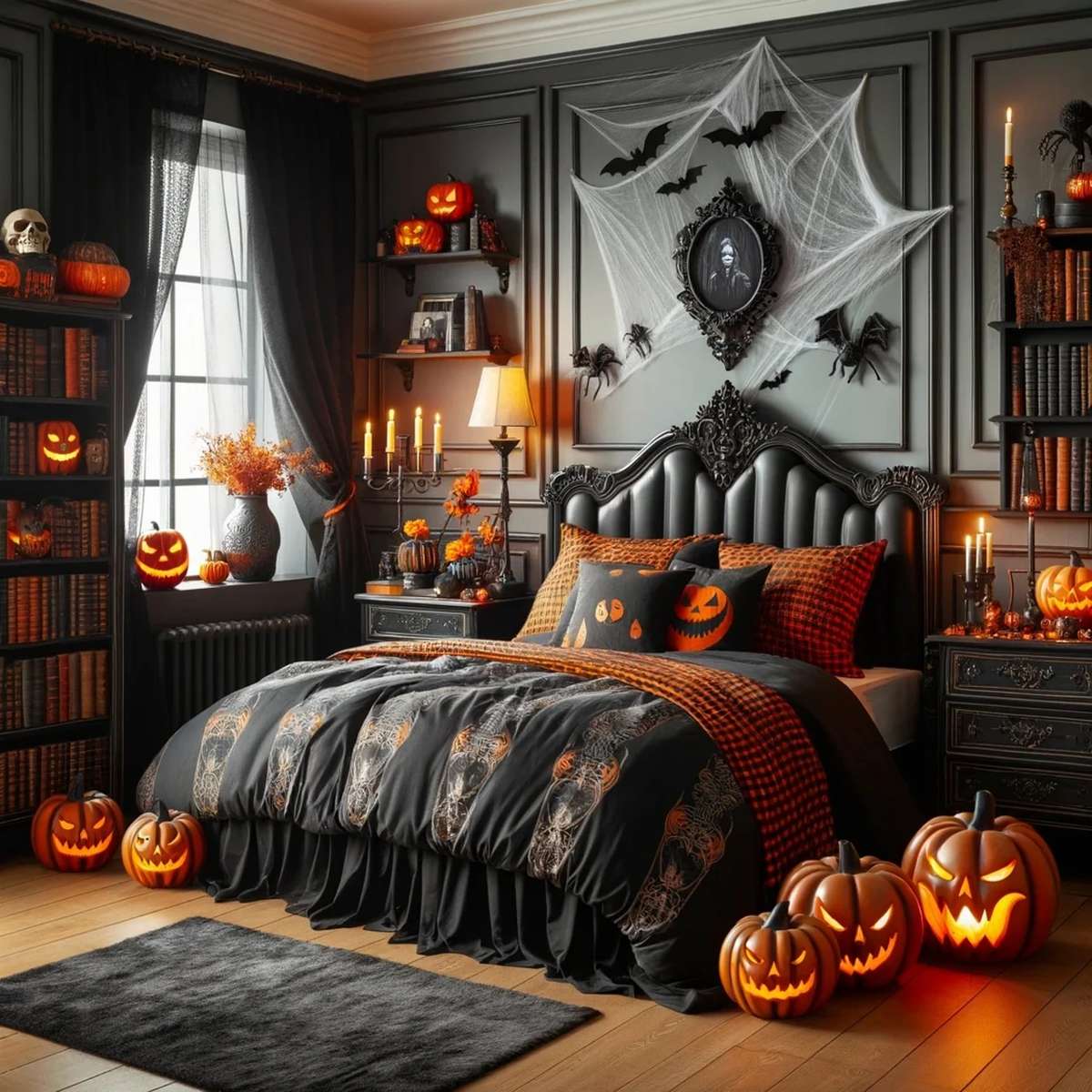 Halloween, sypialnia. Halloween, bedroom puzzle online ze zdjęcia