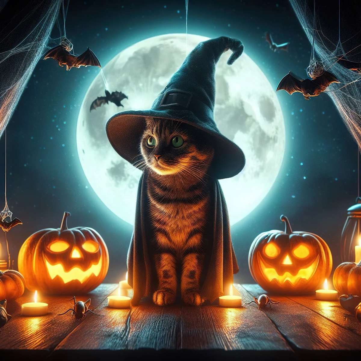 Hallowen, kot puzzle online ze zdjęcia